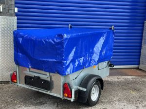 2021-IFOR WILLIAMS p5e TRAILER WITH FULL MESH +RAMP WITH BLUE TARPAULIN COVER (SOLD) image 11