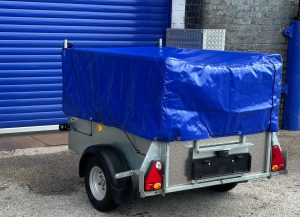 2021-IFOR WILLIAMS p5e TRAILER WITH FULL MESH +RAMP WITH BLUE TARPAULIN COVER (SOLD) image 19