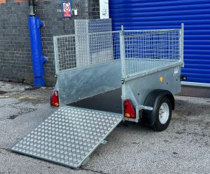 2021-IFOR WILLIAMS p5e TRAILER WITH FULL MESH +RAMP WITH BLUE TARPAULIN COVER (SOLD) image 3